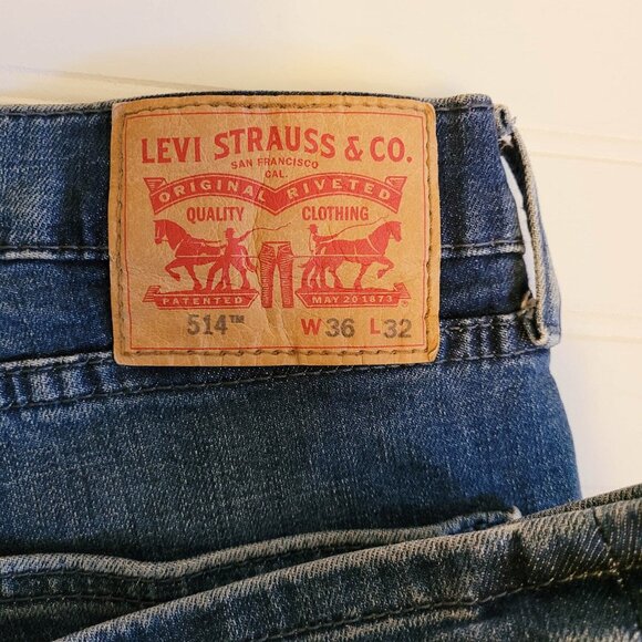 Levis 514 Jeans Mens Tag Size 36x32 Blue Denim Straight Leg Regular Fit - Picture 13 of 16